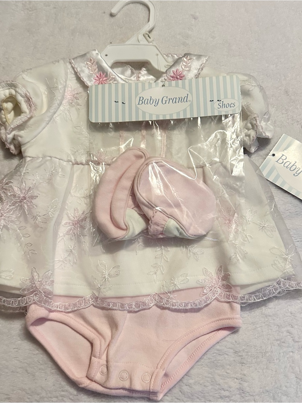 Baby Grand Pink Embroidered Dress & Bodysuit Set